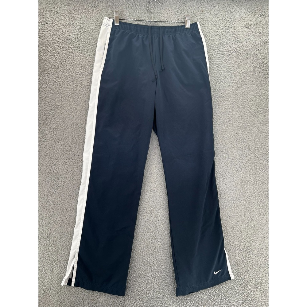Vintage Y2k Nike Navy Baggy Ankle‎ Zip Track Pants Youth Medium (8-10) Gray Tag